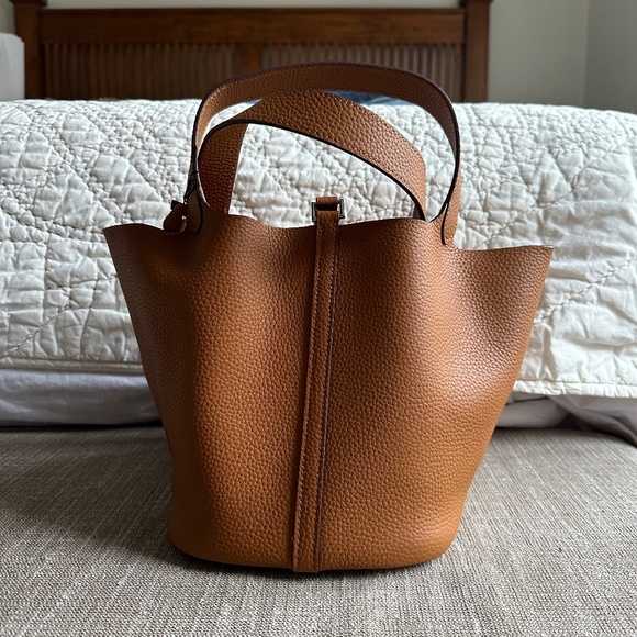 Brown Leather Bucket Handbag - Picture 5 of 6